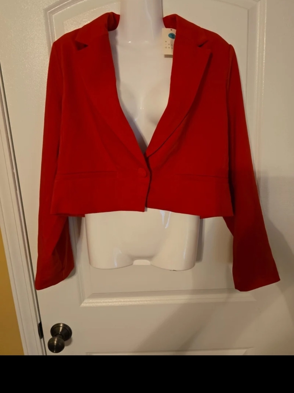 Classic Women's Cropped Blazer Jacket - Red